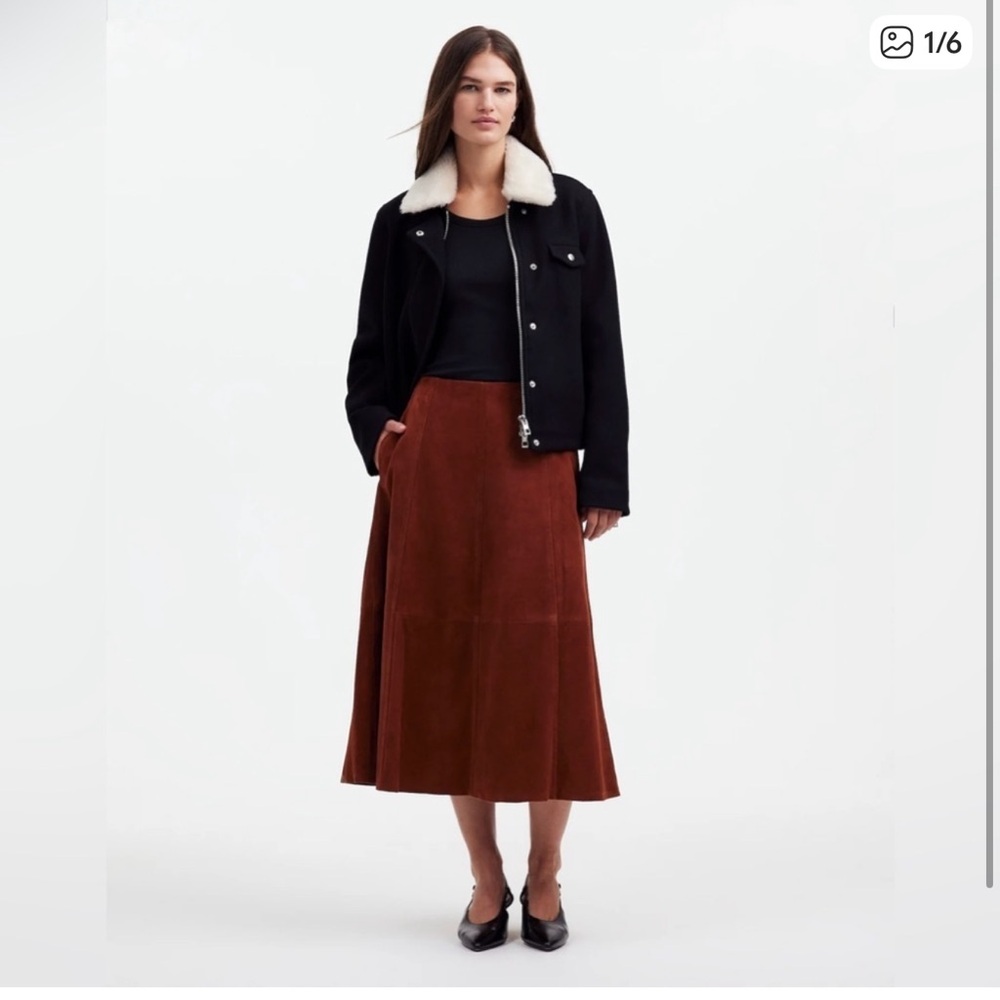 Madewell Rust Suede Midi Skirt